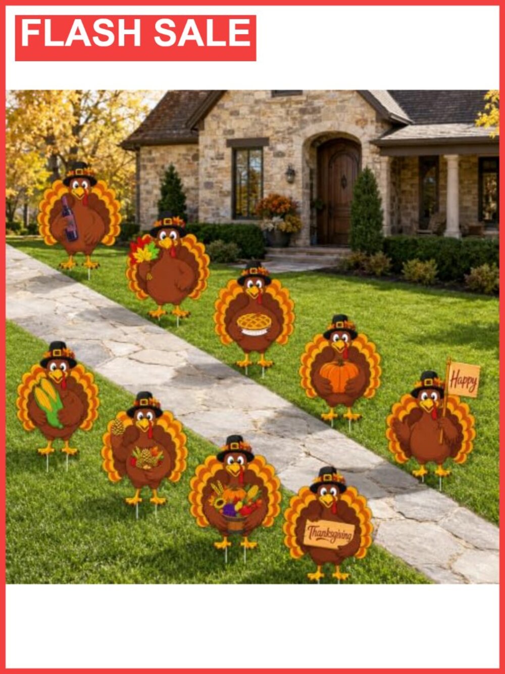 Thanksgiving Turkey Yard Signs with Stakes Fall Harvest Outdoor Decor